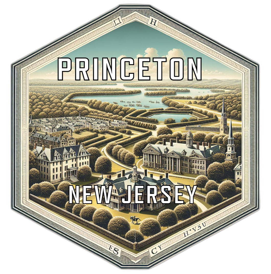Princeton New Jersey Souvenir Travel Destination Die Cut Hexagon Fridge Magnet 6-Inch