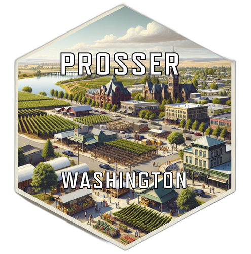 Prosser Washington Souvenir Travel Destination Die Cut Hexagon Fridge Magnet 2-Inch
