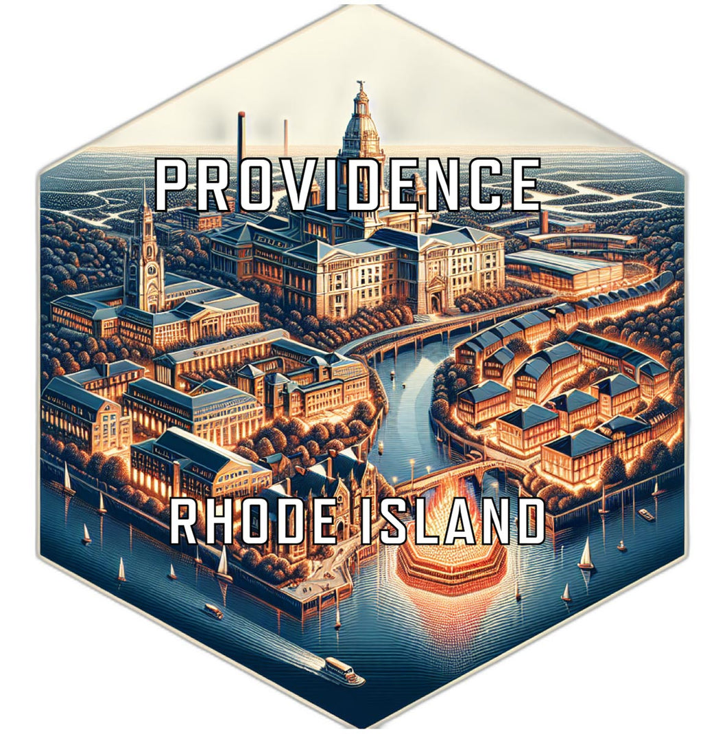 Providence Rhode Island Souvenir Travel Destination Die Cut Hexagon Fridge Magnet 2-Inch