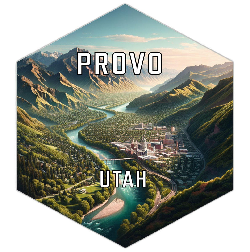 Provo Utah Souvenir Travel Destination Die Cut Hexagon Fridge Magnet 2-Inch