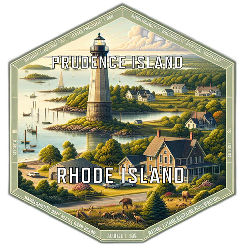 Prudence Island Rhode Island Souvenir Travel Destination Die Cut Hexagon Fridge Magnet 2-Inch