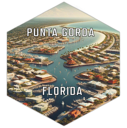 Punta Gorda Florida Souvenir Travel Destination Die Cut Hexagon Fridge Magnet 6-Inch
