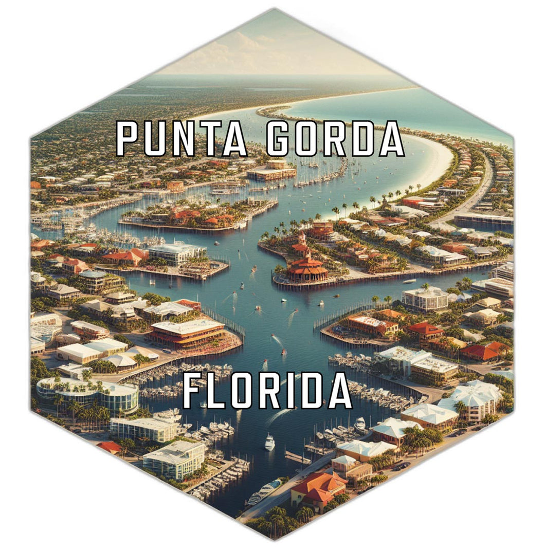 Punta Gorda Florida Souvenir Travel Destination Die Cut Hexagon Fridge Magnet 6-Inch