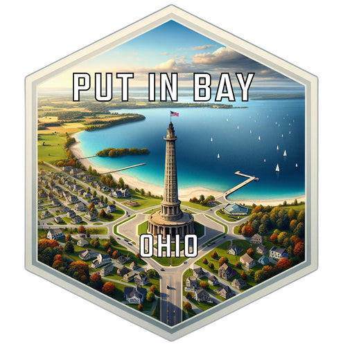Put In Bay Ohio Souvenir Travel Destination Die Cut Hexagon Fridge Magnet 2-Inch
