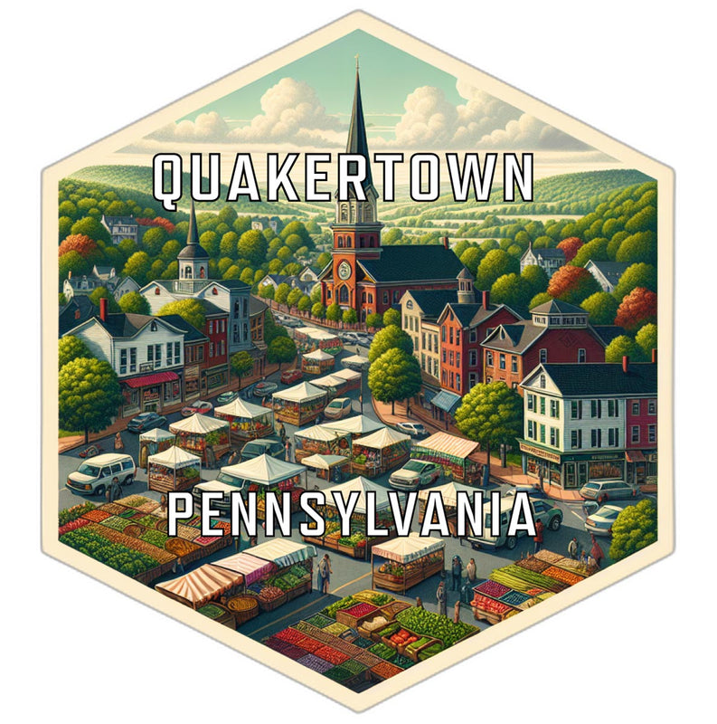 Quakertown Pennsylvania Souvenir Travel Destination Die Cut Hexagon Fridge Magnet 2-Inch