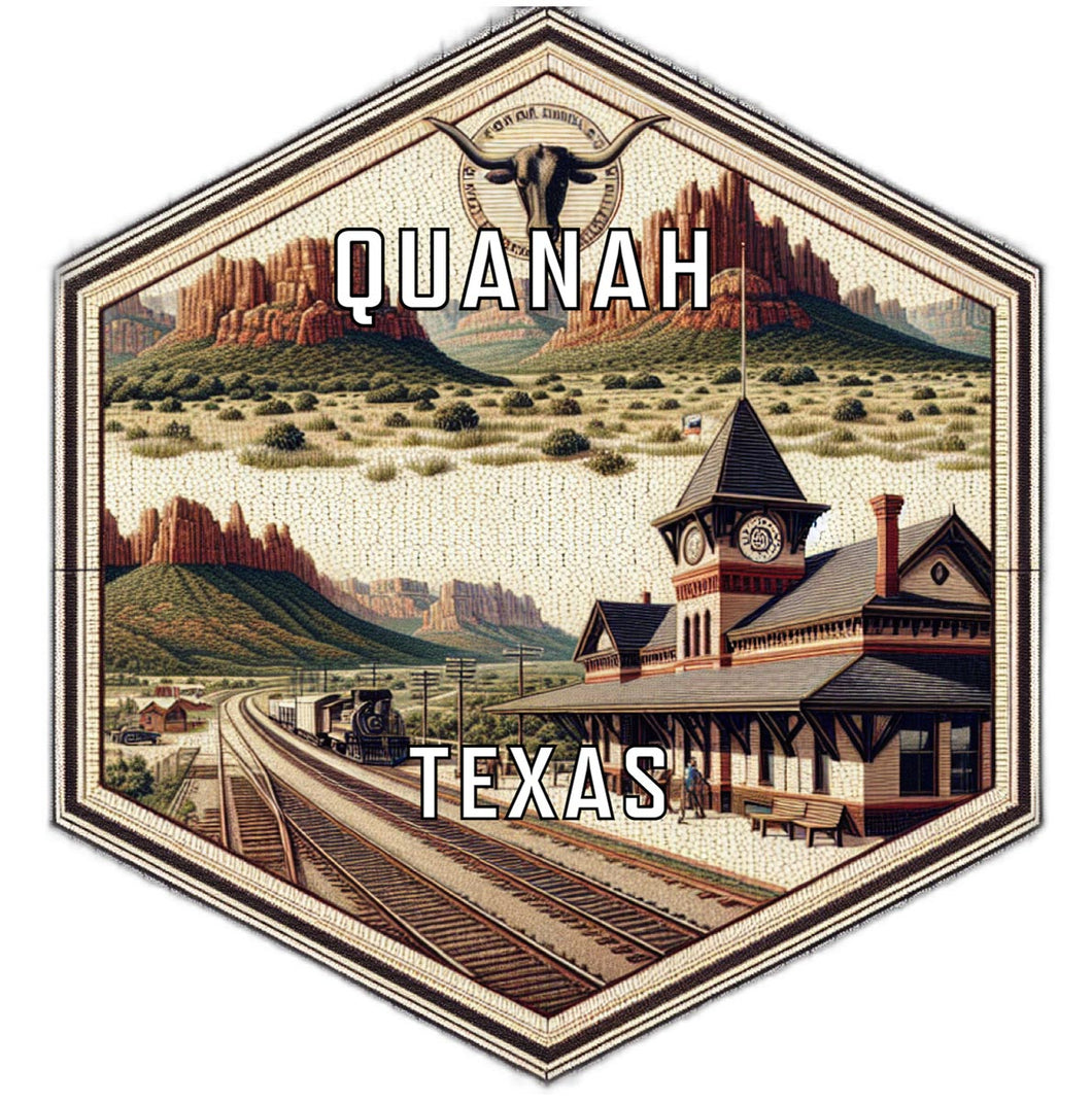 Quanah Texas Souvenir Travel Destination Die Cut Hexagon Fridge Magnet 2-Inch