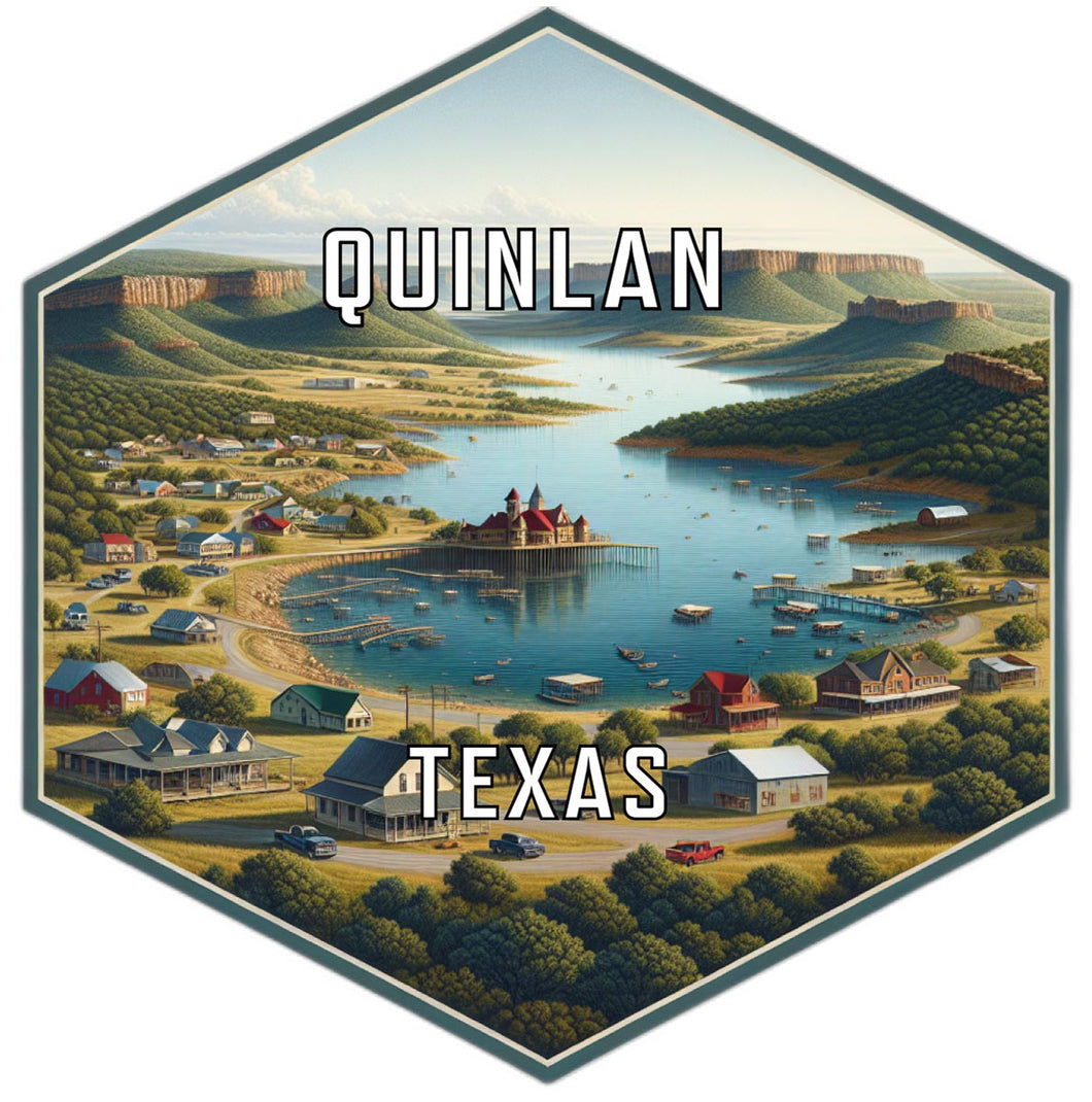 Quinlan Texas Souvenir Travel Destination Die Cut Hexagon Fridge Magnet 2-Inch