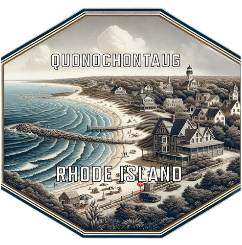 Quonochontaug Rhode Island Souvenir Travel Destination Die Cut Hexagon Fridge Magnet 2-Inch
