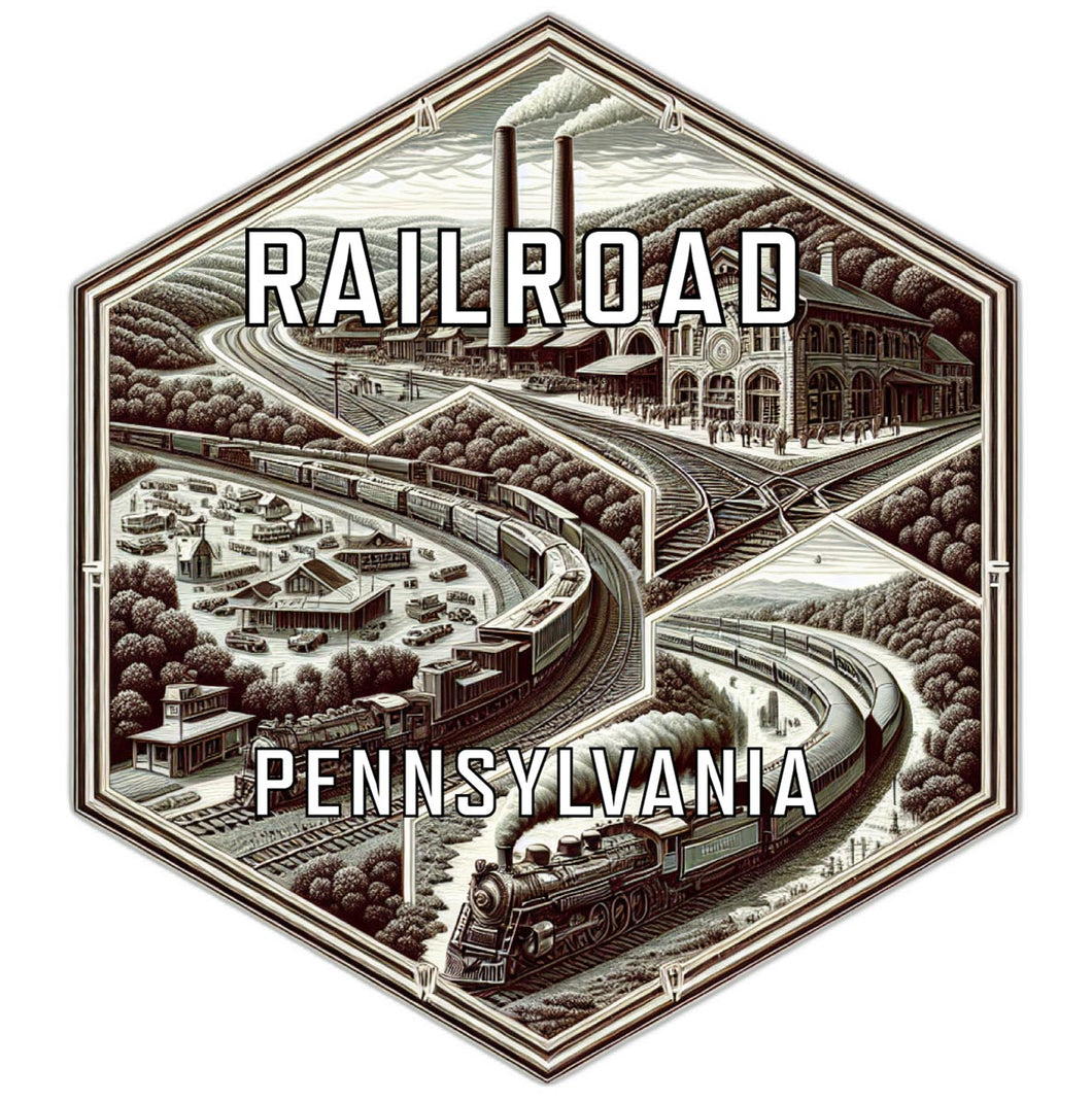 Railroad Pennsylvania Souvenir Travel Destination Die Cut Hexagon Fridge Magnet 2-Inch