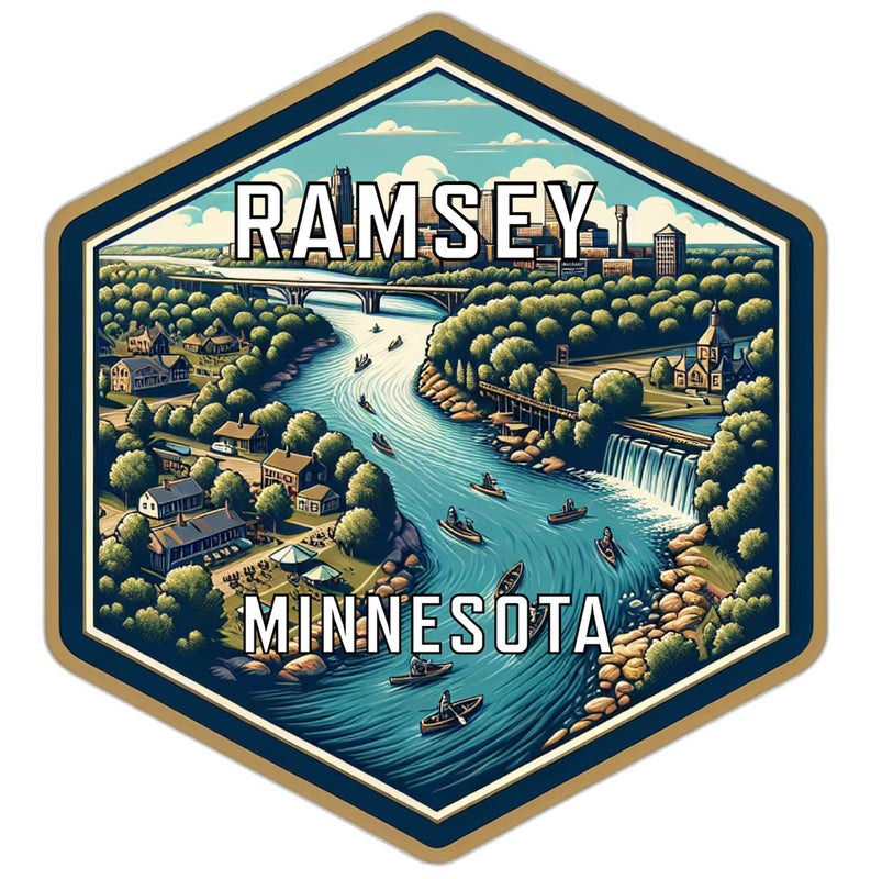 Ramsey Minnesota Souvenir Travel Destination Die Cut Hexagon Fridge Magnet 6-Inch