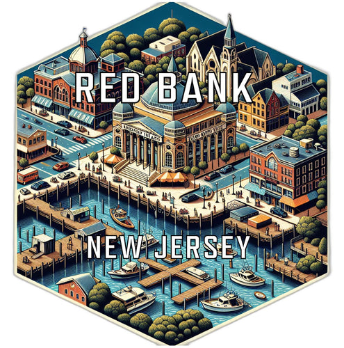Red Bank New Jersey Souvenir Travel Destination Die Cut Hexagon Fridge Magnet 2-Inch