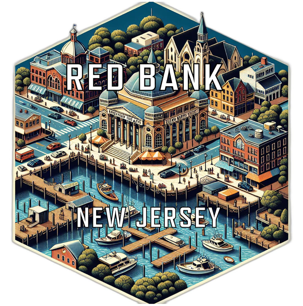 Red Bank New Jersey Souvenir Travel Destination Die Cut Hexagon Fridge Magnet 2-Inch