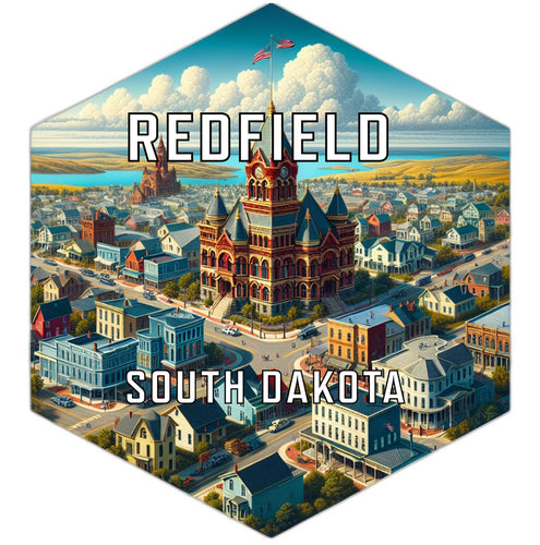 Redfield South Dakota Souvenir Travel Destination Die Cut Hexagon Fridge Magnet 2-Inch