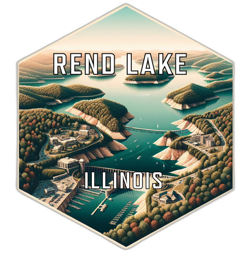 Rend Lake Illinois Souvenir Travel Destination Die Cut Hexagon Fridge Magnet 6-Inch