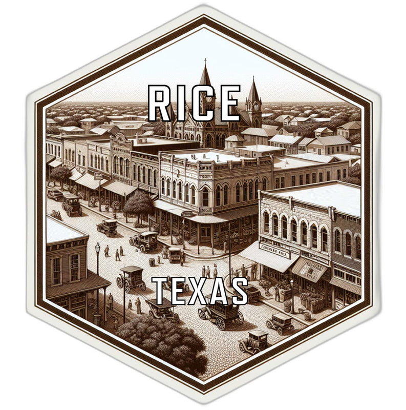 Rice Texas Souvenir Travel Destination Die Cut Hexagon Fridge Magnet 6-Inch