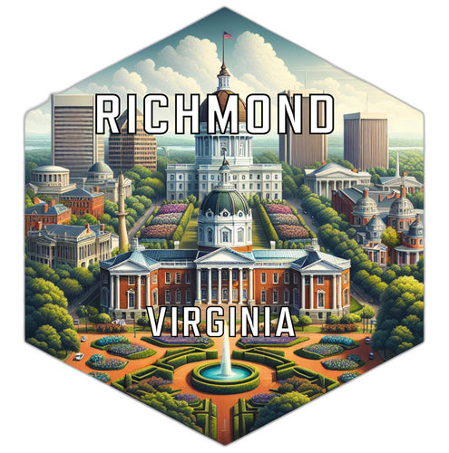 Richmond Virginia Souvenir Travel Destination Die Cut Hexagon Fridge Magnet 2-Inch