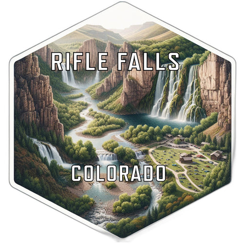 Rifle Falls Colorado Souvenir Travel Destination Die Cut Hexagon Fridge Magnet 2-Inch