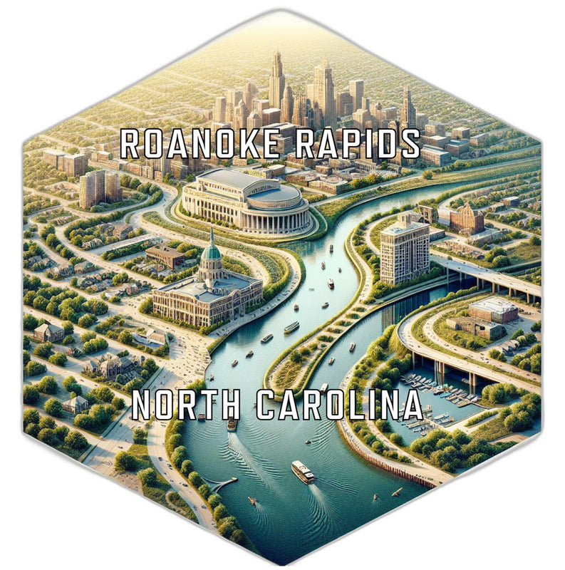 Roanoke Rapids North Carolina Souvenir Travel Destination Die Cut Hexagon Fridge Magnet 2-Inch