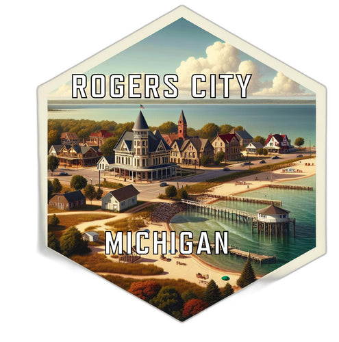 Rogers City Michigan Travel Destination Souvenir Vinyl Decal Sticker 2-Inch