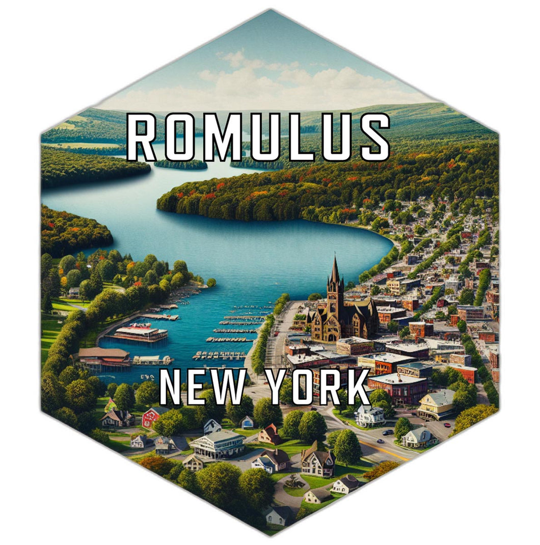 Romulus New York Souvenir Travel Destination Die Cut Hexagon Fridge Magnet 2-Inch