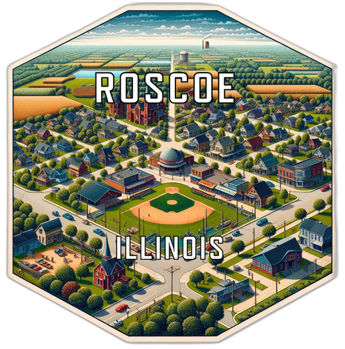 Roscoe Illinois Souvenir Travel Destination Die Cut Hexagon Fridge Magnet 2-Inch