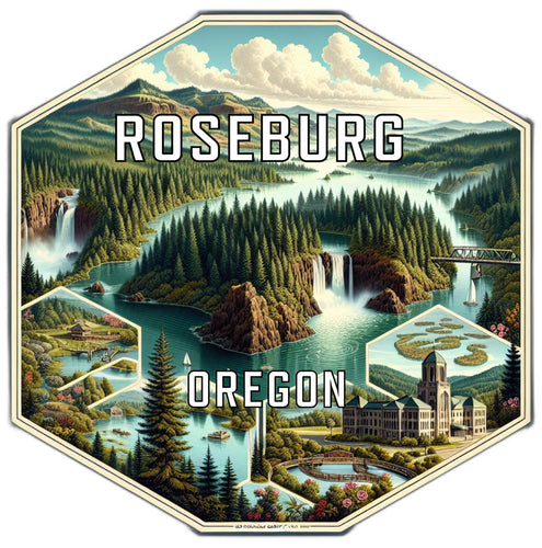 Roseburg Oregon Travel Destination Souvenir Vinyl Decal Sticker 4-Inch
