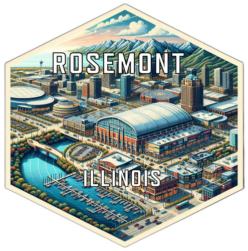 Rosemont Illinois Souvenir Travel Destination Die Cut Hexagon Fridge Magnet 2-Inch