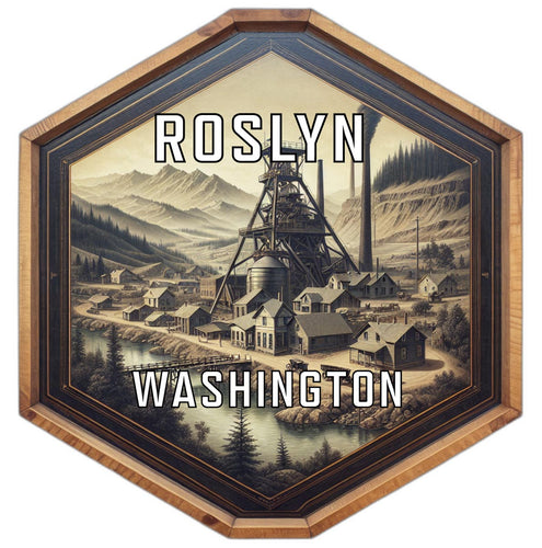 Roslyn Washington Souvenir Travel Destination Die Cut Hexagon Fridge Magnet 6-Inch