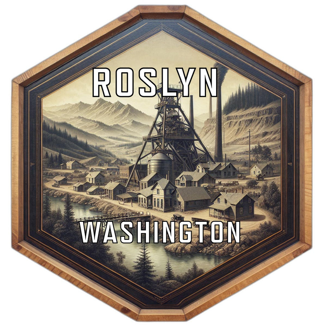 Roslyn Washington Souvenir Travel Destination Die Cut Hexagon Fridge Magnet 6-Inch