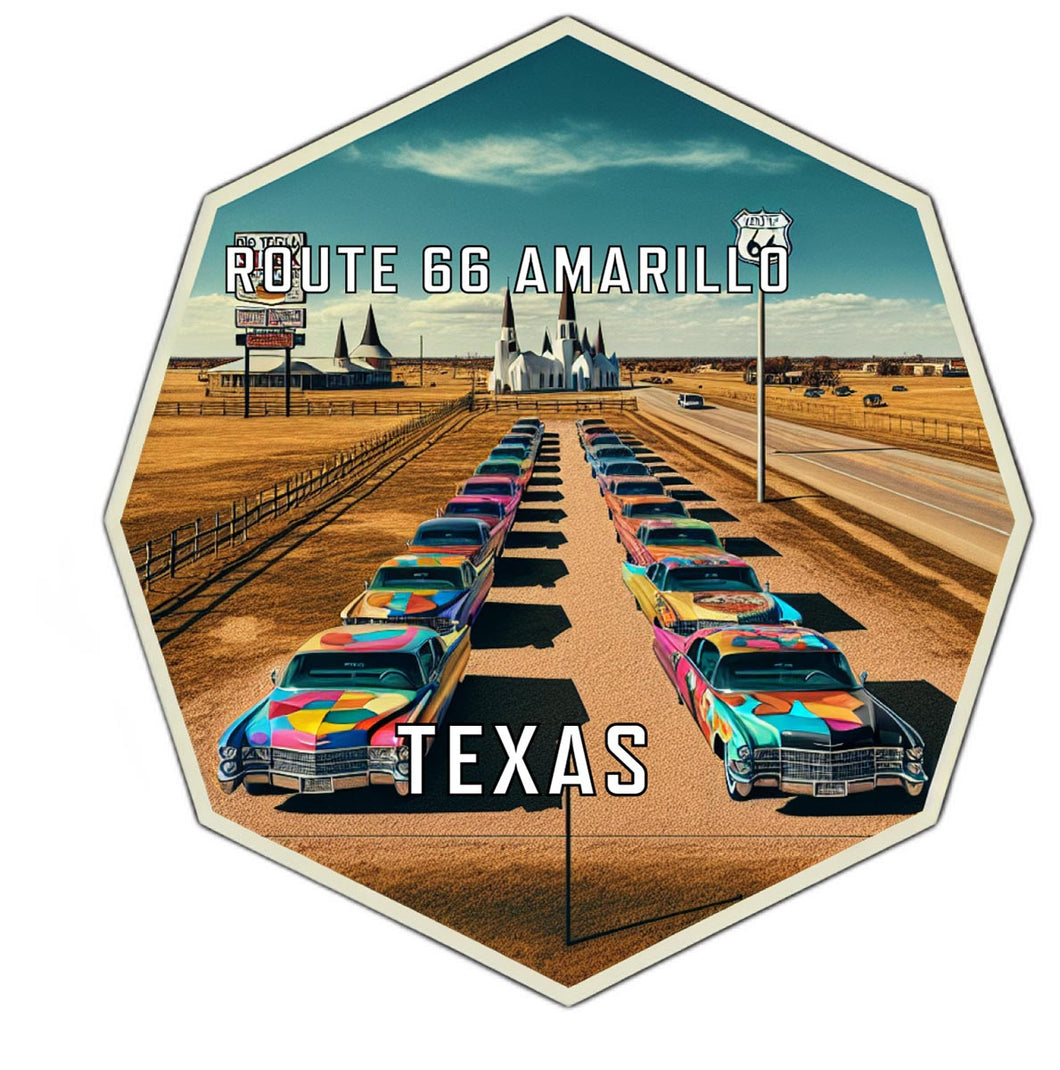 Route 66 Amarillo Texas Souvenir Travel Destination Die Cut Hexagon Fridge Magnet 2-Inch