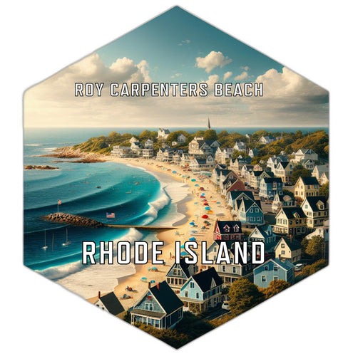 Roy Carpenter S Beach Rhode Island Souvenir Travel Destination Die Cut Hexagon Fridge Magnet 2-Inch