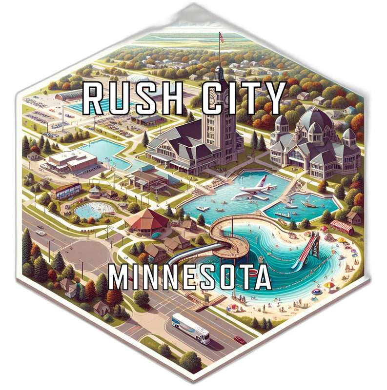 Rush City Minnesota Souvenir Travel Destination Die Cut Hexagon Fridge Magnet 2-Inch