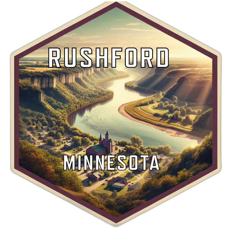 Rushford Minnesota Souvenir Travel Destination Die Cut Hexagon Fridge Magnet 2-Inch