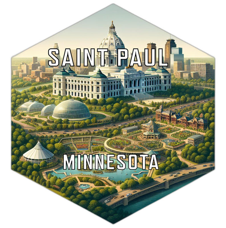 Saint Paul Minnesota Souvenir Travel Destination Die Cut Hexagon Fridge Magnet 2-Inch