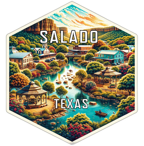 Salado Texas Souvenir Travel Destination Die Cut Hexagon Fridge Magnet 2-Inch