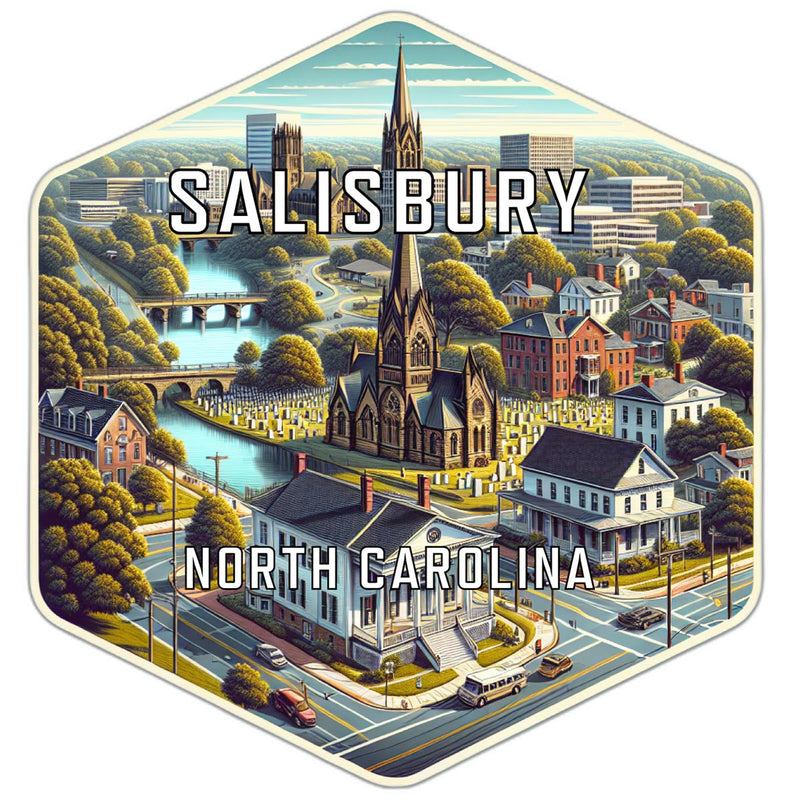 Salisbury North Carolina Souvenir Travel Destination Die Cut Hexagon Fridge Magnet 2-Inch