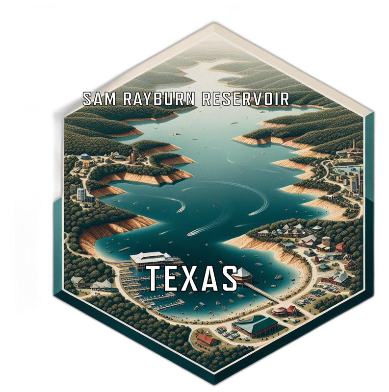 Sam Rayburn Reservoir Texas Souvenir Travel Destination Die Cut Hexagon Fridge Magnet 6-Inch