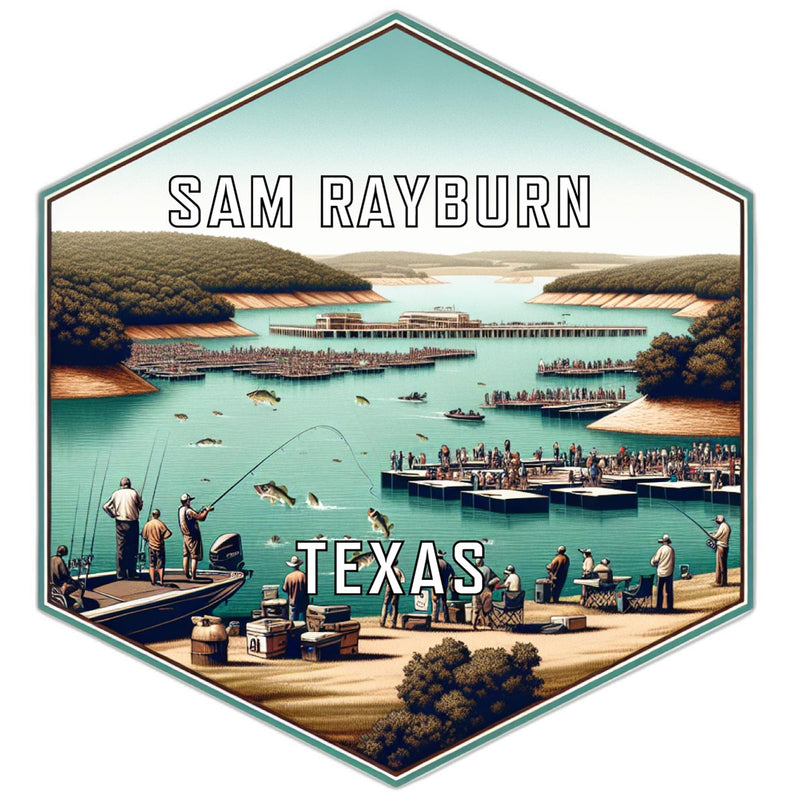 Sam Rayburn Texas Souvenir Travel Destination Die Cut Hexagon Fridge Magnet 2-Inch