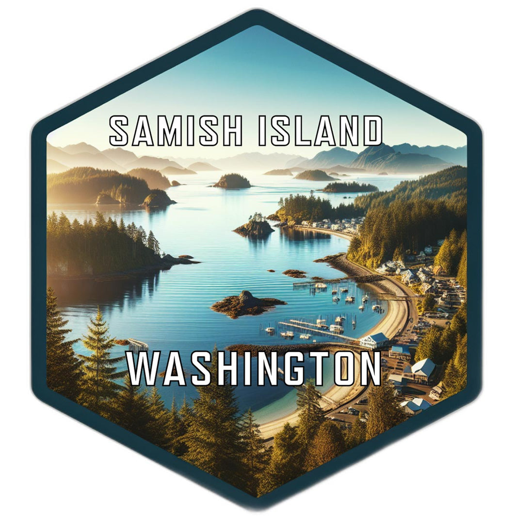 Samish Island Washington Souvenir Travel Destination Die Cut Hexagon Fridge Magnet 2-Inch
