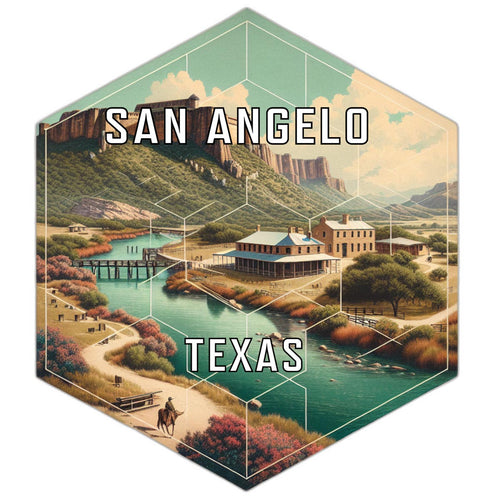 San Angelo Texas Souvenir Travel Destination Die Cut Hexagon Fridge Magnet 2-Inch