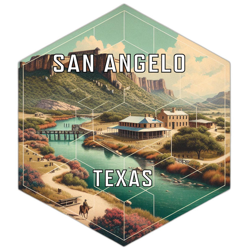 San Angelo Texas Souvenir Travel Destination Die Cut Hexagon Fridge Magnet 2-Inch