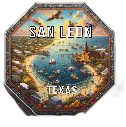 San Leon Texas Souvenir Travel Destination Die Cut Hexagon Fridge Magnet 6-Inch