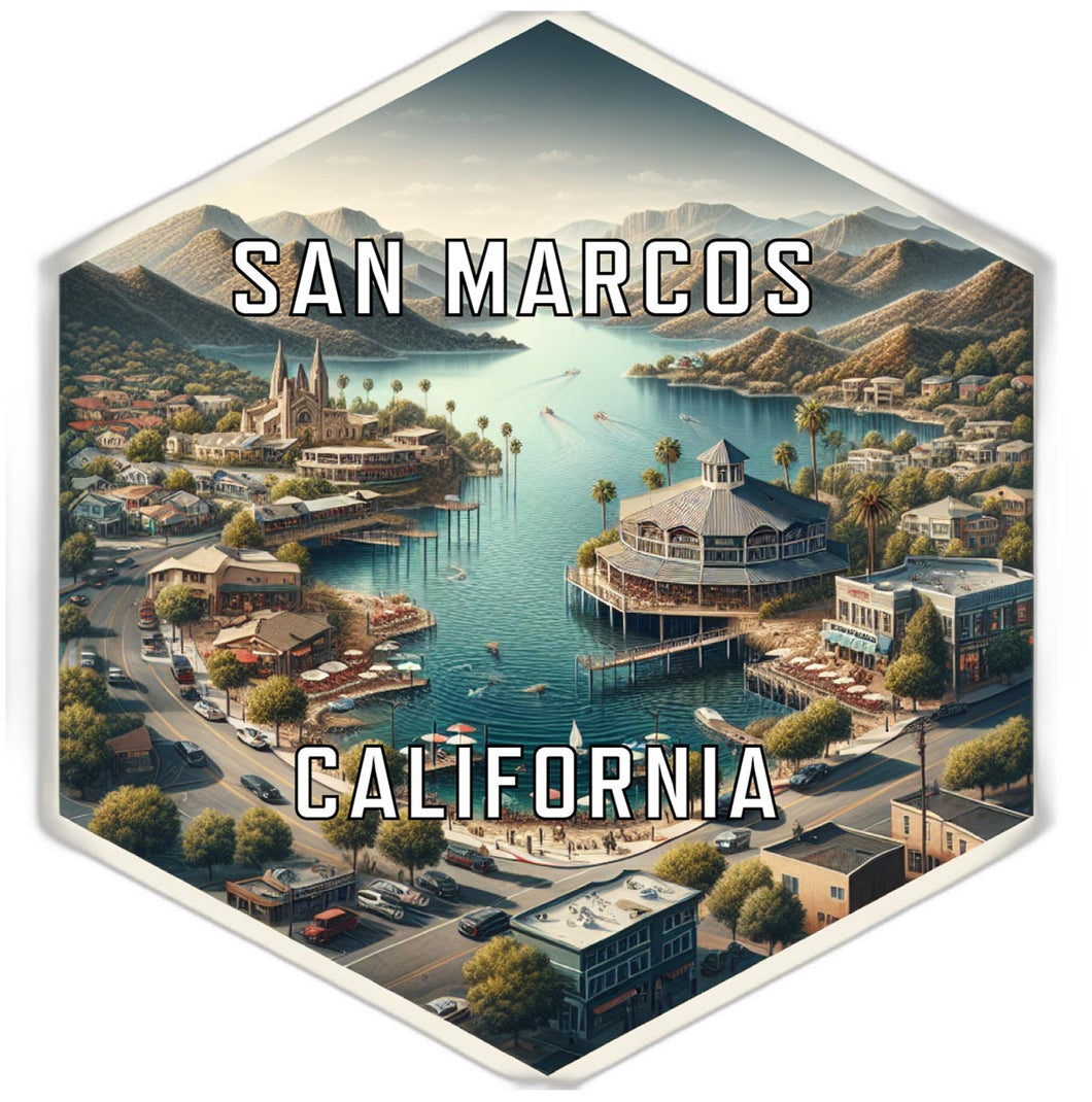 San Marcos California Souvenir Travel Destination Die Cut Hexagon Fridge Magnet 2-Inch