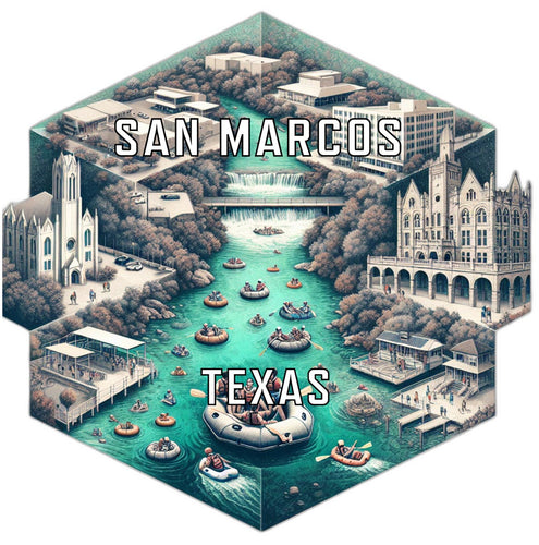 San Marcos Texas Souvenir Travel Destination Die Cut Hexagon Fridge Magnet 2-Inch