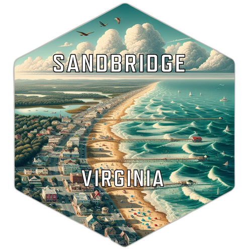 Sandbridge Virginia Souvenir Travel Destination Die Cut Hexagon Fridge Magnet 2-Inch