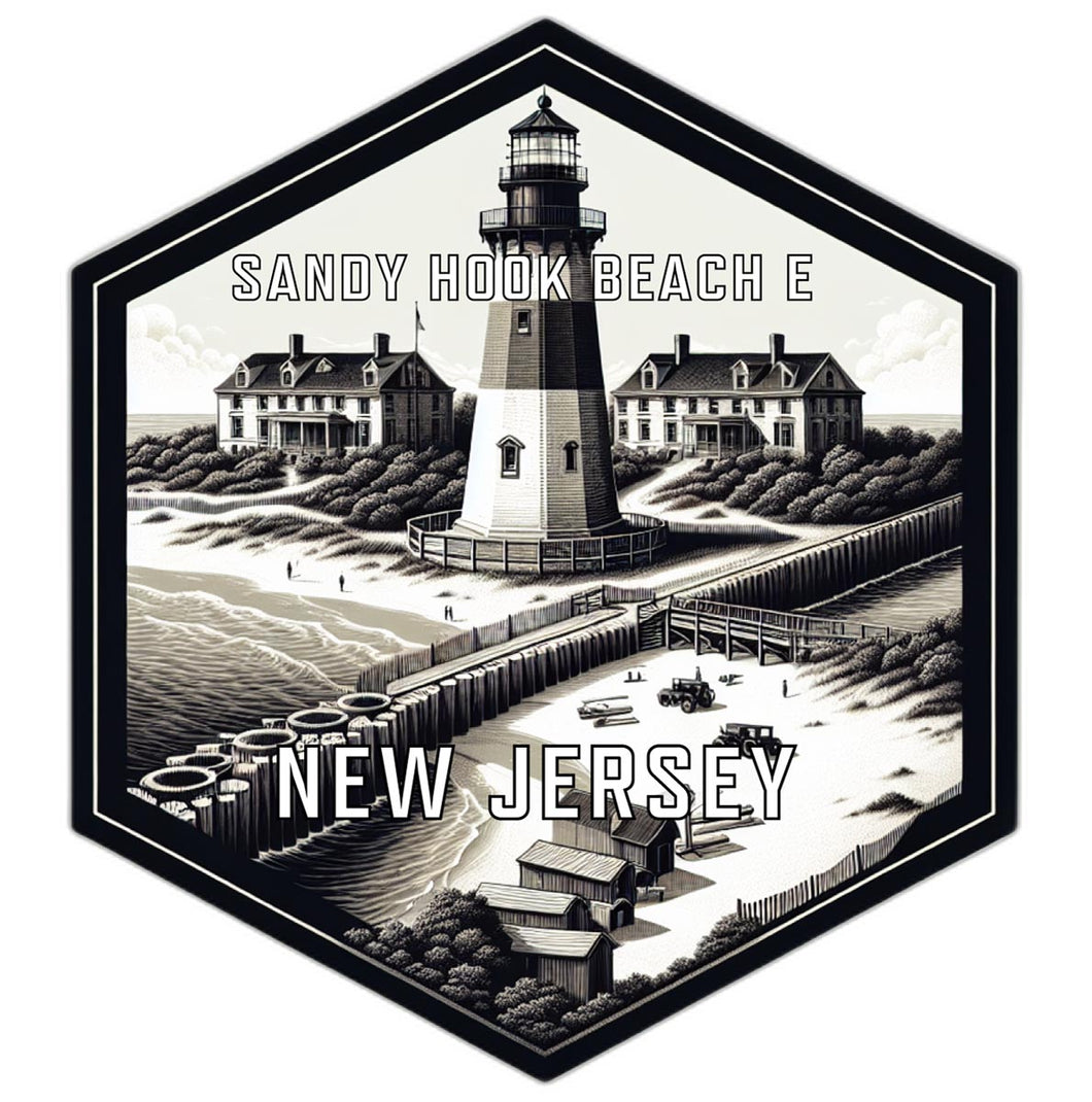 Sandy Hook Beach E New Jersey Souvenir Travel Destination Die Cut Hexagon Fridge Magnet 2-Inch