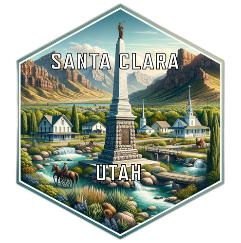 Santa Clara Utah Souvenir Travel Destination Die Cut Hexagon Fridge Magnet 2-Inch