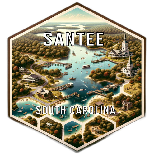 Santee South Carolina Souvenir Travel Destination Die Cut Hexagon Fridge Magnet 2-Inch