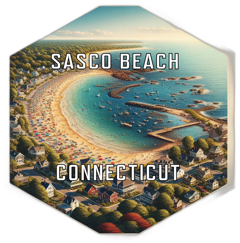 Sasco Beach Connecticut Souvenir Travel Destination Die Cut Hexagon Fridge Magnet 2-Inch