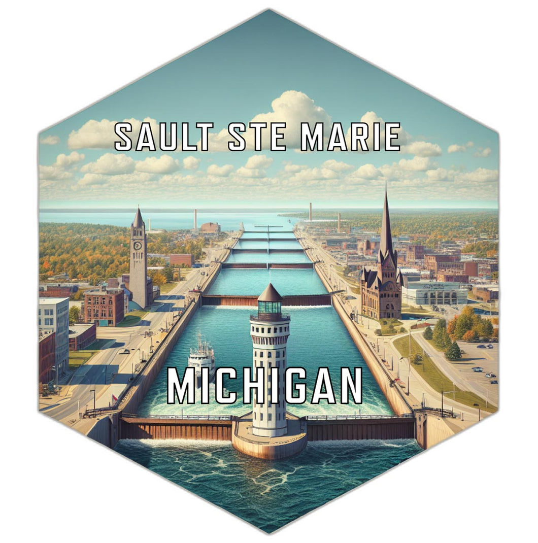 Sault Ste Marie Michigan Travel Destination Souvenir Vinyl Decal Sticker 2-Inch
